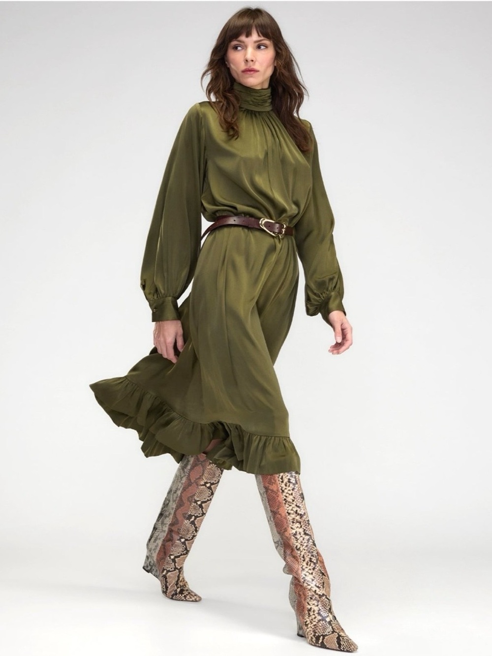 NWT Cynthia Rowley Monroe Silk Charmeuse Dress, Runway Collection. Size L.